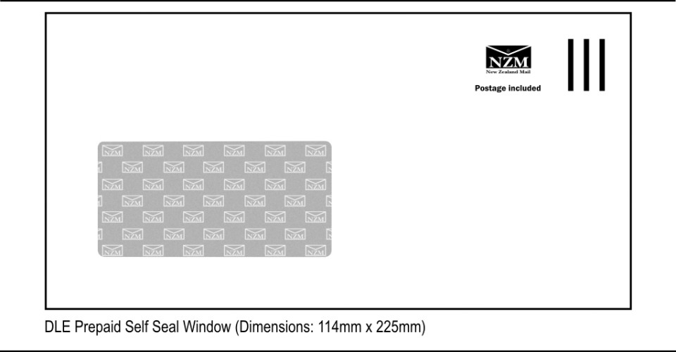 NZM Prepaid Window Envelope Self-Seal DLE 114x225mm White Box 500
