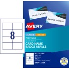 Avery Name Badge Labels Laser Inkjet Card 947002/L7418 86.5x55.5mm White Pack 200 Labels