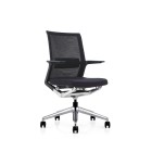 Wing Boardroom Chair Polished Base w/ Arms High Back Black Mesh  image