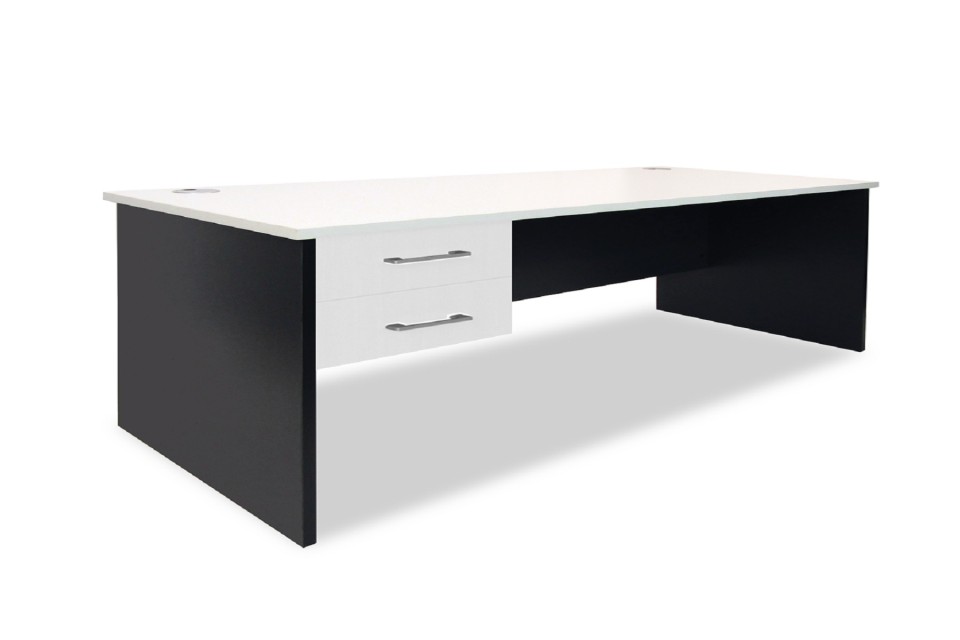 Sonic Straight Desk w/ Drawers 1500Wx800Dmm White Top / Charcoal Frame