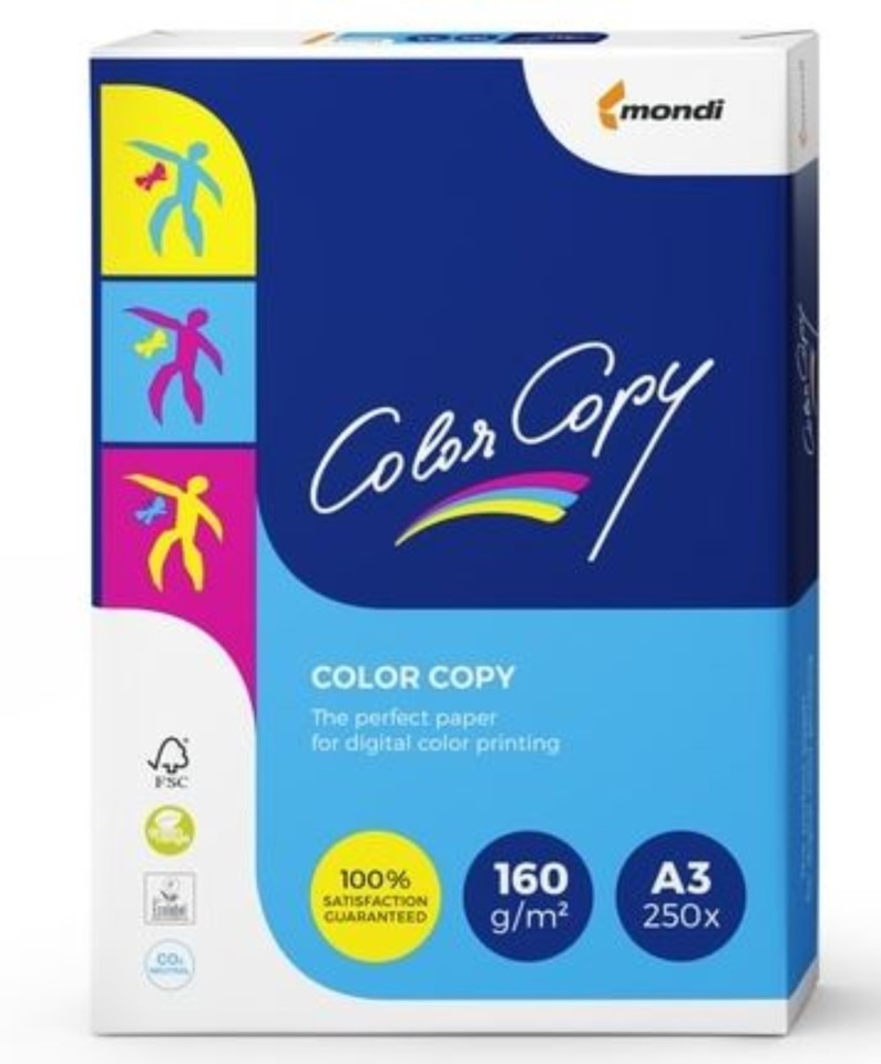 Color Copy Paper Uncoated 160gsm A3 Pack 250