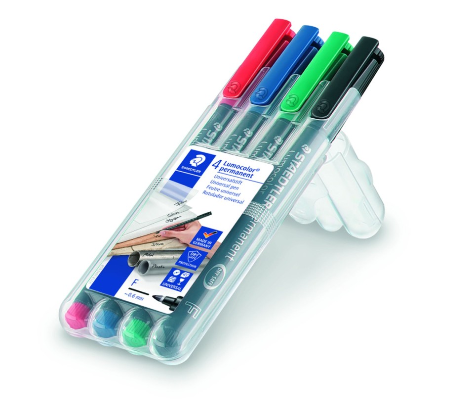 Staedtler Lumocolor Overhead Projection Pen Permanent Fine Assorted Colours Set 4