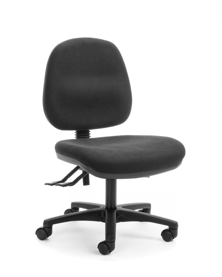 Alpha Task Chair 2 Lever Mid Back Black Fabric 