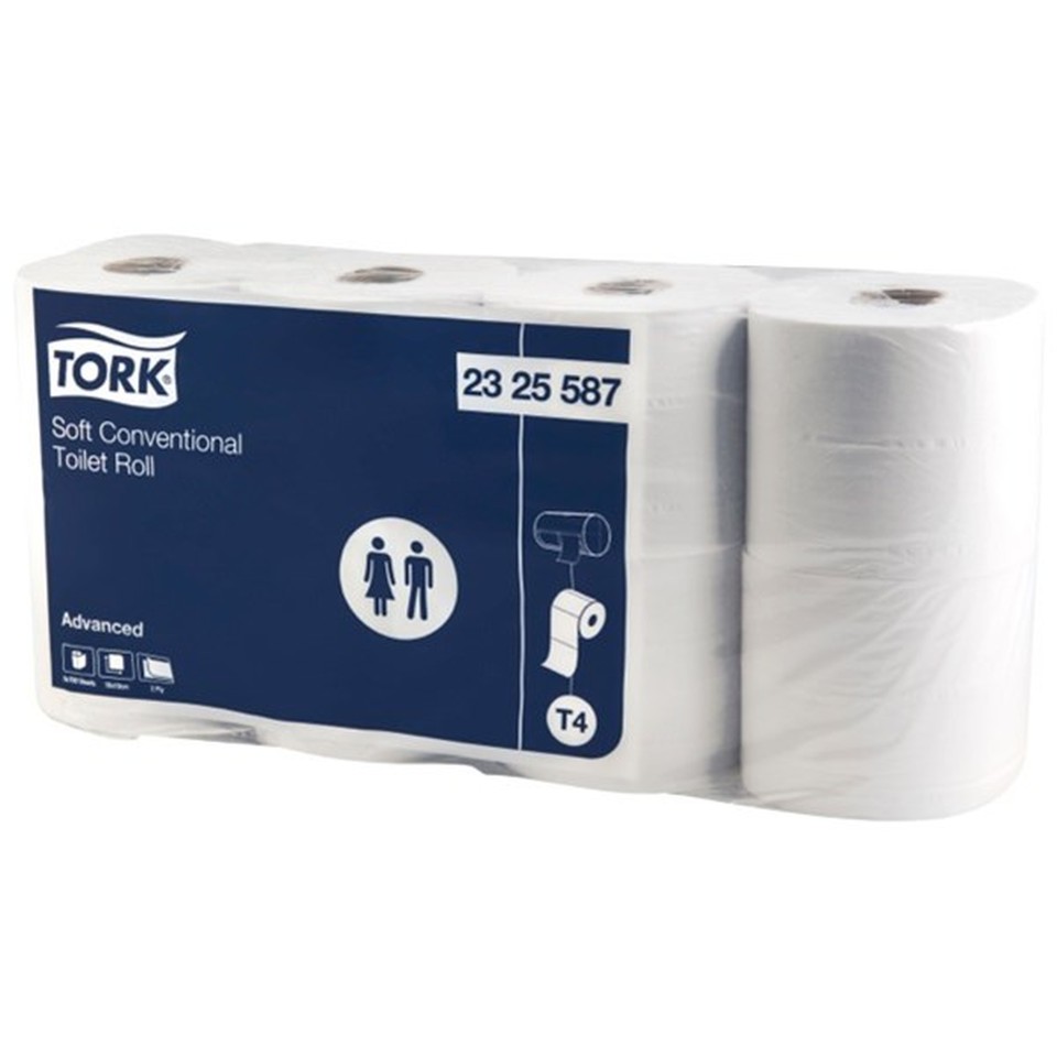 Tork T4 Advanced Soft Conventional Toilet Roll 2 Ply White 700 Sheets per Roll 2325587 Pack of 8