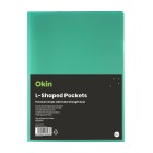 Okin L Shaped Pockets Heavy Duty A4 Green Pack 12 image