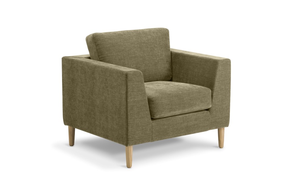 Eden Mackenzie Chair With Timber Legs Natural Ash in Copeland Fabric