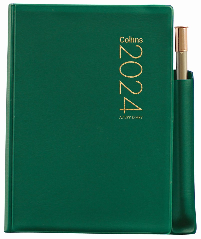 Collins 2024 Pocket Diary A7 2 Days To Page With Pencil Green