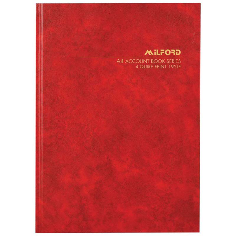 Milford A4 Fsc Mix 70% 192lf (4 Quire) Feint Book Hard Cover