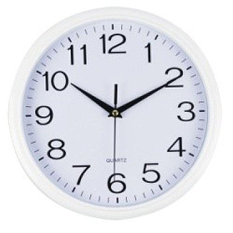 Italplast Wall Clock Glass Face Round 30cm White