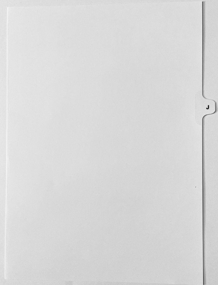 A4 Tab Dividers Printed Tab "J" White 100 Sets