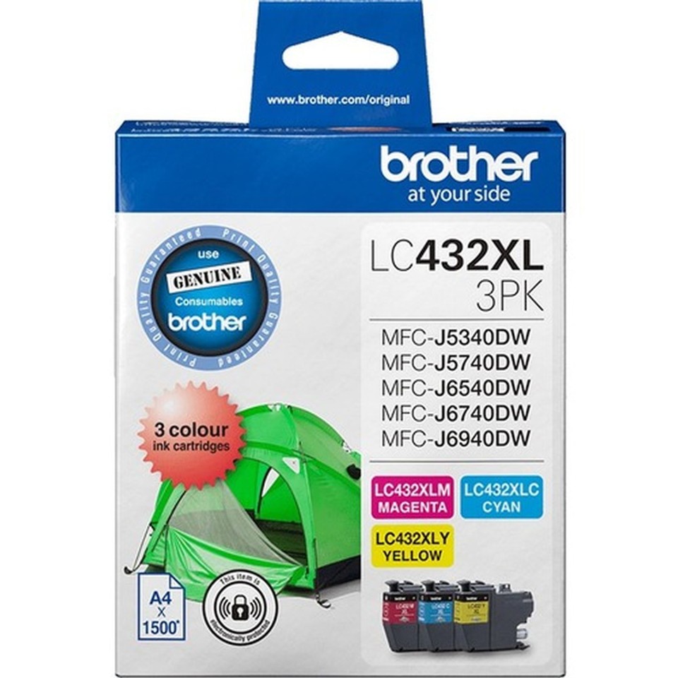 Brother Lc432xl3pks Cyan Magenta Yellow 3 Pack Ink Cartridge