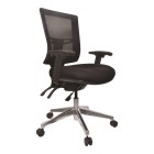 Metro II Task Chair 3 Lever With Arms Polished Base Mid Back Black Mesh image