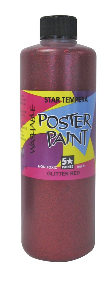 5 Star Tempera Paint 500ml Glitter Red