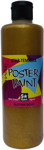 5 Star Tempera Paint 500ml Glitter Gold