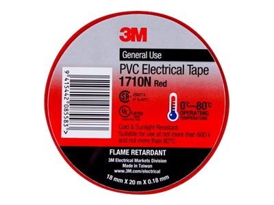 Scotch 1710N PVC Electrical Tape 18mm X 20m Red Roll