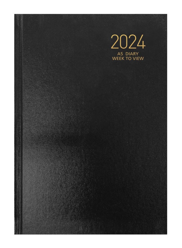 NXP 2024 Hardcover Diary A5 Week To View Black