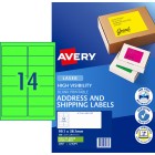 Avery Shipping Labels Laser Printer High Vis 35937/L7163FG 99.1x38.1mm Fluoro Green Pack 350 Labels image