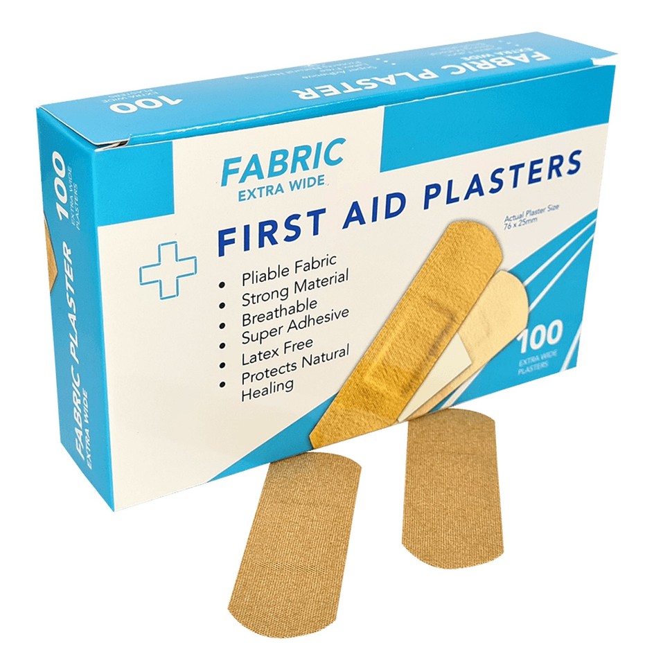 First Aid Plasters Fabric Extra Wide Skin Colour 76mm X 25mm Box Of 100