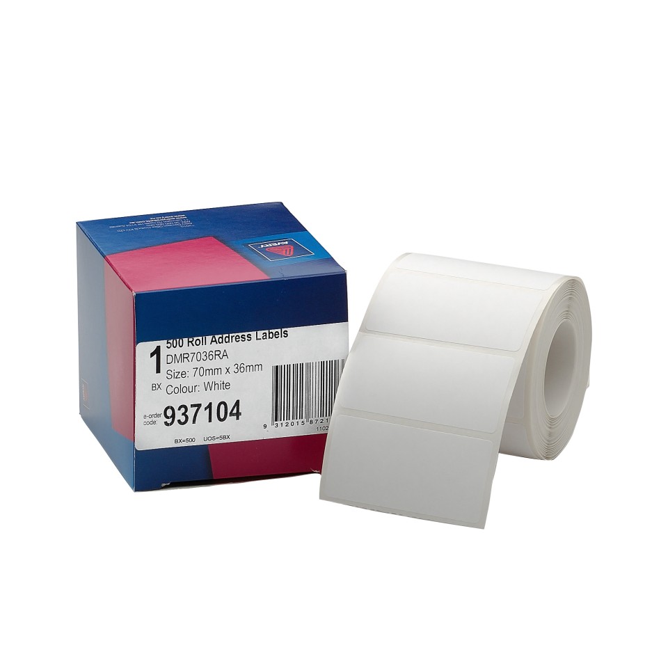 Avery Address Labels Hand Writable Roll 937104 70x36mm White Roll 500