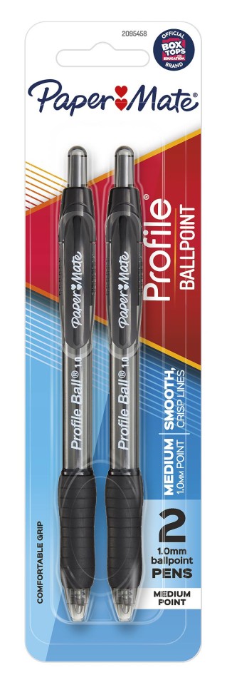 Papermate Profile Ballpoint Pen 1.0mm Black Pack 2