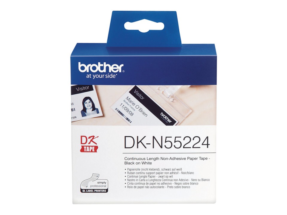 Brother DK-N55224 QL Continuous Non-Adhesive Tape Black On White 54mmx30.48m