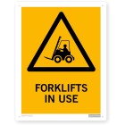 Forklifts in use - hazard sign 300x450mm image