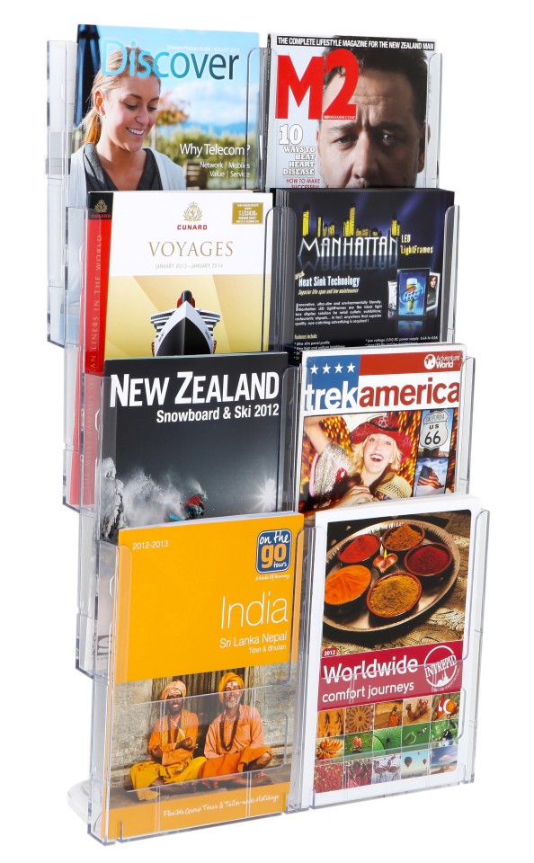 Lit Loc Brochure Holder Wall System 4 Tier 8 Pocket A4