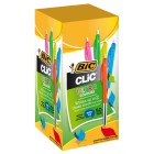 BIC Clic Ballpoint Pen Retractable Medium 1.0mm Assorted Colour Barrels Blue Ink Box 50 image