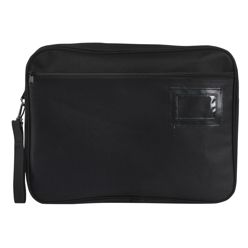 Marbig Convention Satchel Expanding Zipped Fabric Black