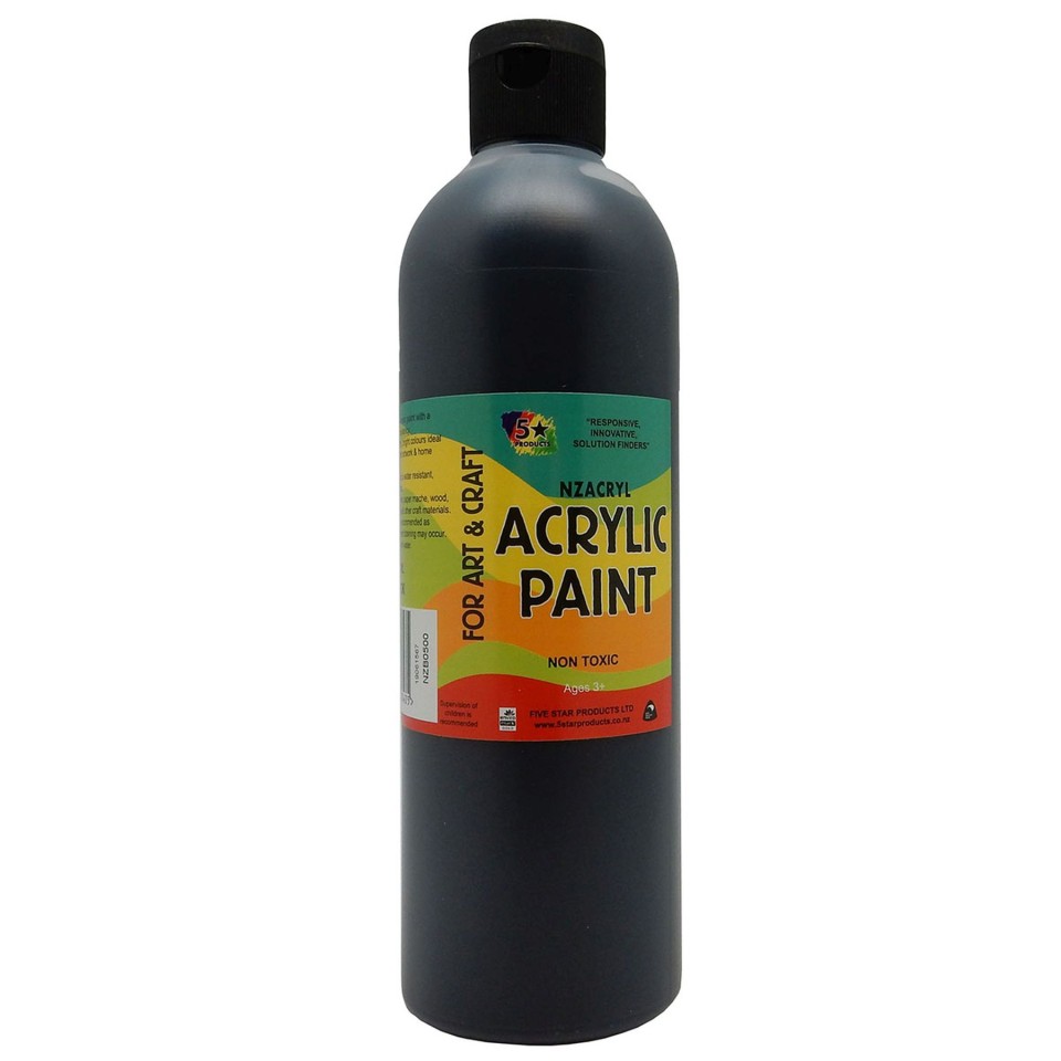 5 Star Acrylic Paint 500ml Black