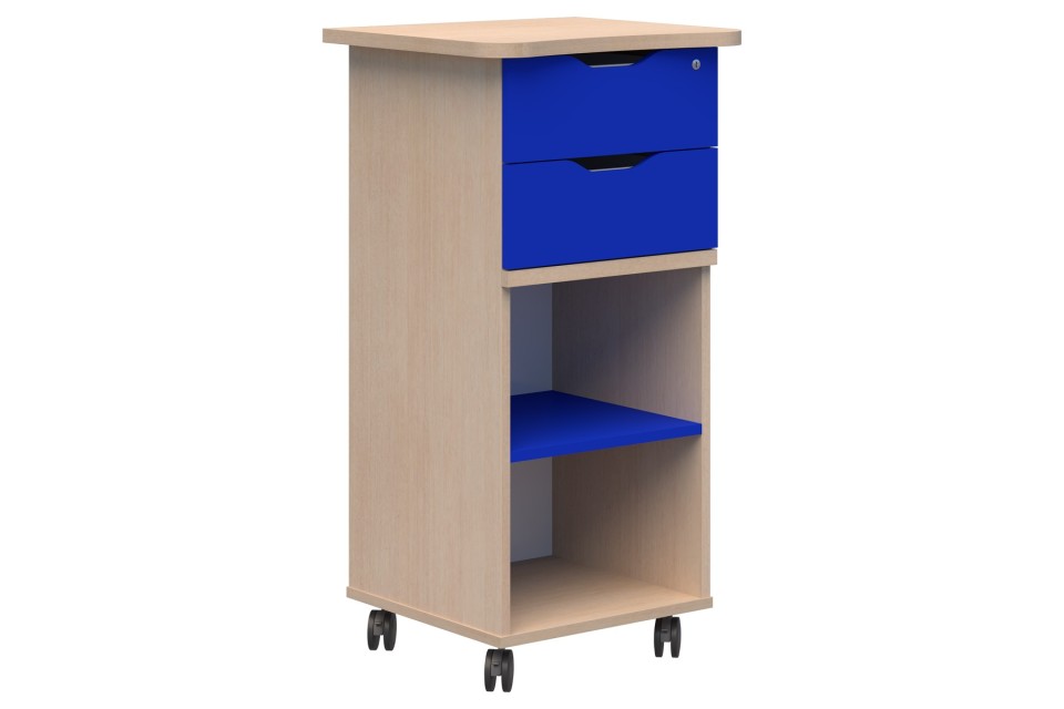 Ako Teacher Station. 1100h X 550w X 550d. Refined Oak And Memphis Blue