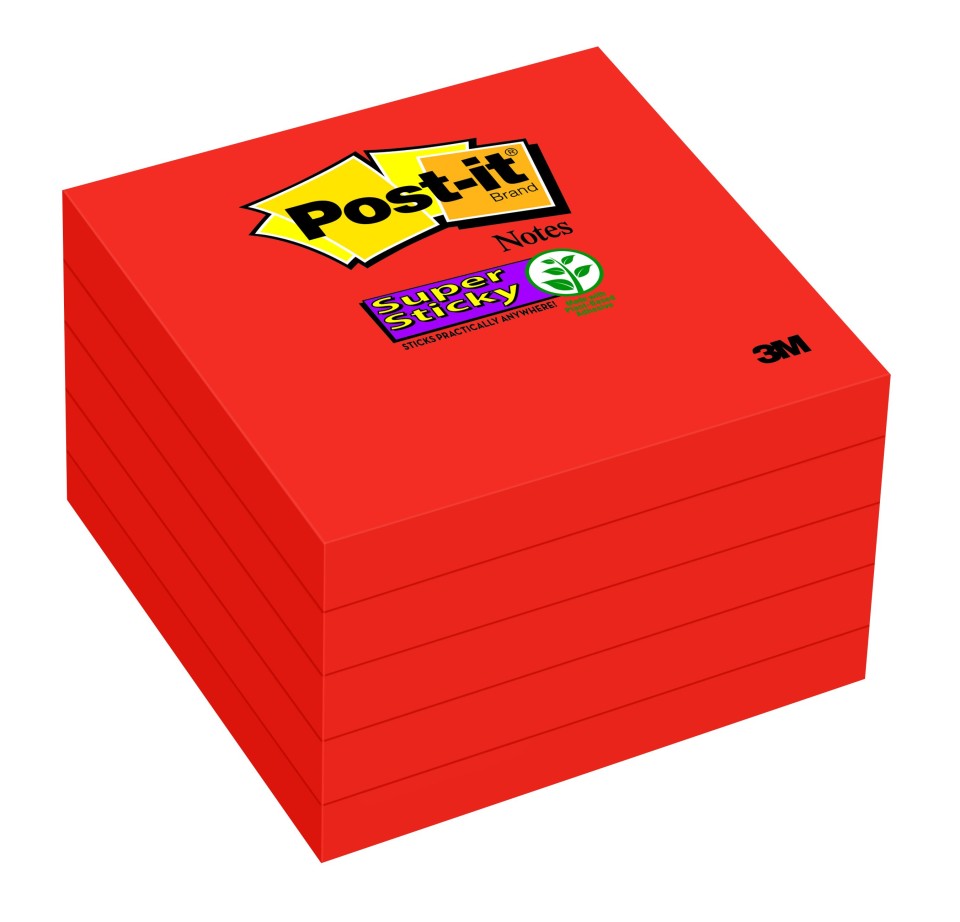 Post-it Super Sticky Notes 654-5SSRR 76x76mm Red Pack 5