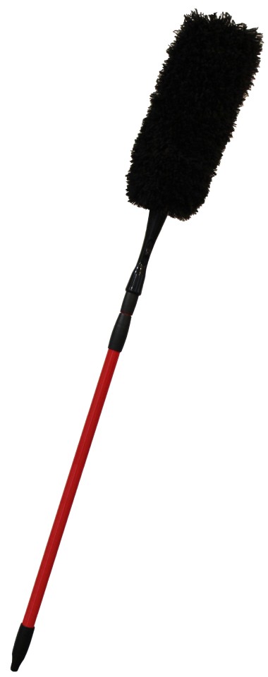 Black & Red Microfibre Long Handle Duster 1.2m