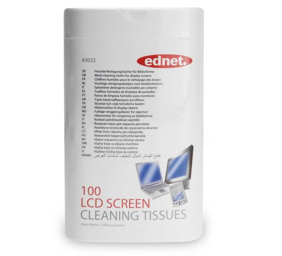 ednet LCD Screen Cleaning Tissue Wipes 100 Pack