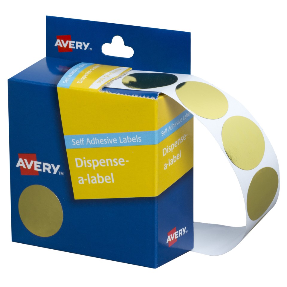 Avery Gold Circle Dispenser Labels - 24 mm diameter - 250 Labels