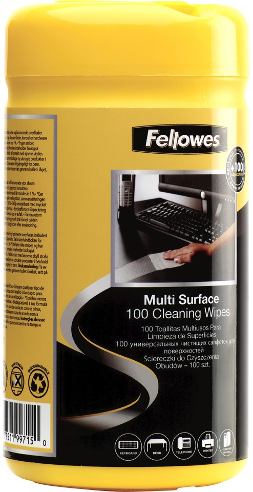 Fellowes Wipes Surface Cleaning Tub 100