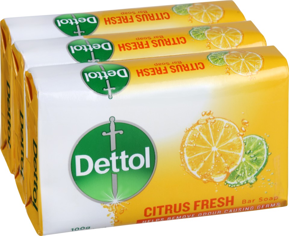 Dettol Bar Soap Citrus Fresh 100g Pack of 3