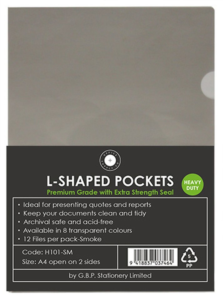 OSC L Shaped Pockets Heavy Duty A4 Smoke Pack 12