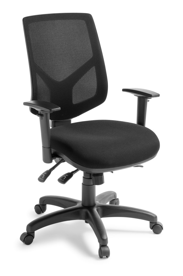 Crew Task Chair 3 Lever With Arms High Back Black Mesh