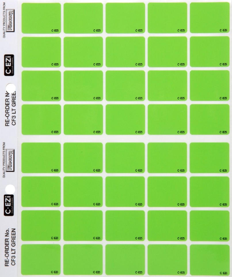 Filecorp C-Ezi Lateral File Labels Colour Flash 24mm Light Green Sheet 40