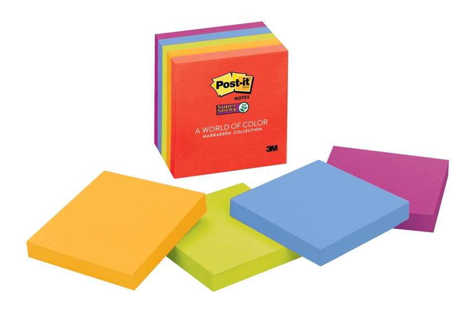 Post-it Super Sticky Self-Adhesive Notes 654-5SSAN Primaries/Marrakesh 76x76mm Assorted Colour Pack5