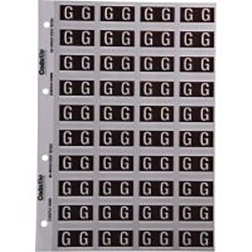 Codafile Lateral File Labels Alpha Letter G 25mm Pack 1 Sheet