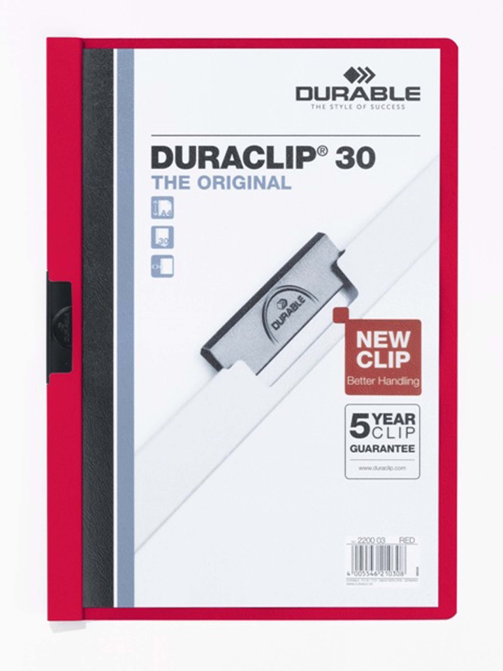 Durable Duraclip Document File 30 Sheets Capacity A4 Red