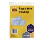 Marbig Resealable Polybag 200 x 255mm Writing Panel Ziplock Closure 45 Microns Pack 25