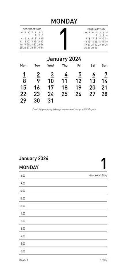 Collins 2024 Desk Calendar Refill 13H Top Opening