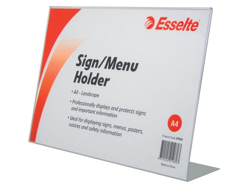 Esselte Sign/Menu Holder Slanted Landscape A4 Clear