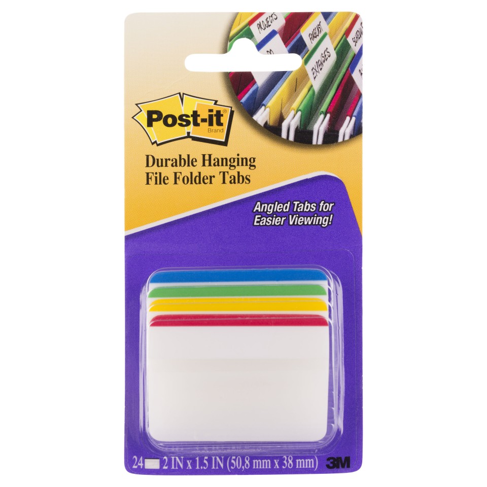 Post-it File Hanging Tabs 686A-1 50x38mm Primary Colours Pack 5