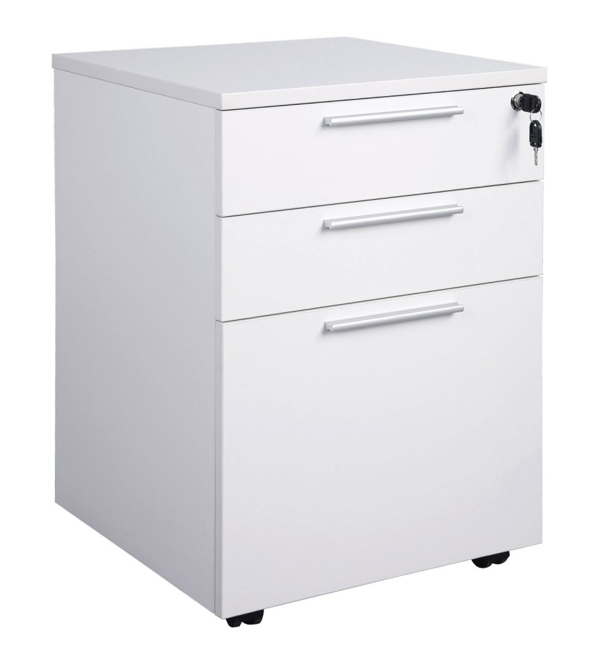 Cubit Mobile Pedestal 2 Drawer + File 466Wx640Hmm White