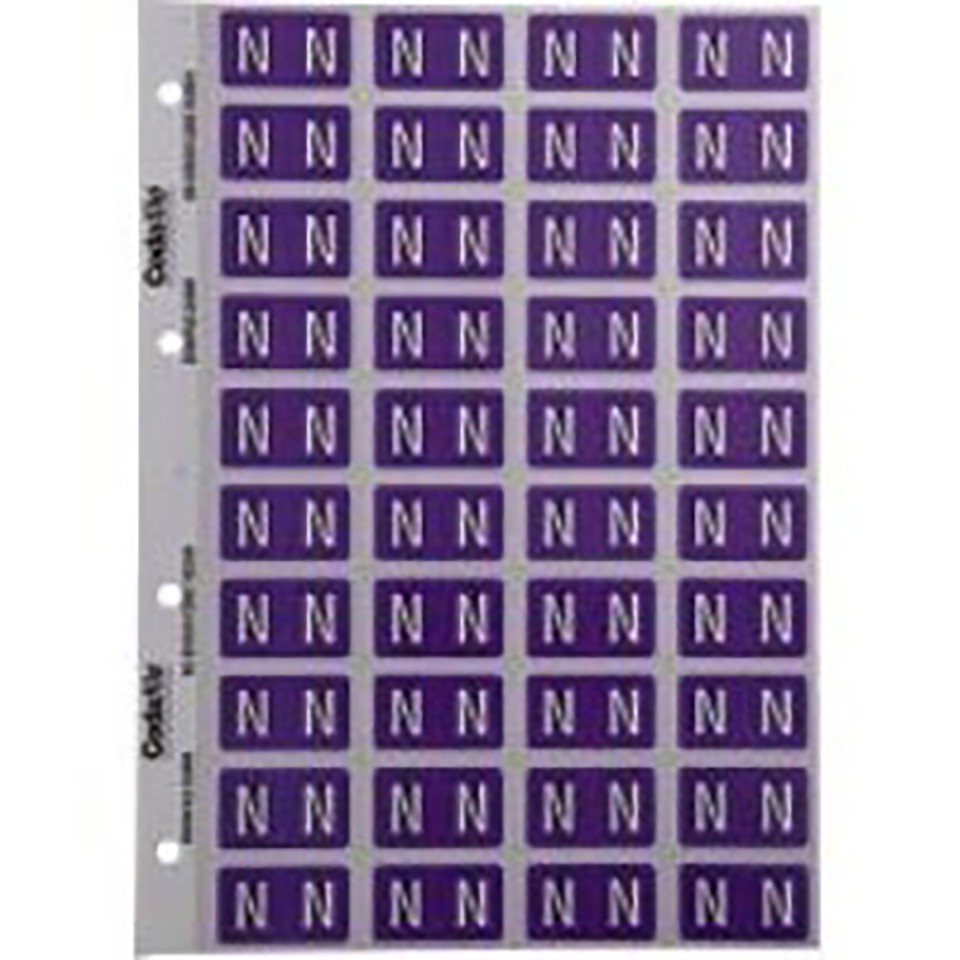 Codafile Lateral File Labels Alpha Letter N 25mm Pack 1 Sheet