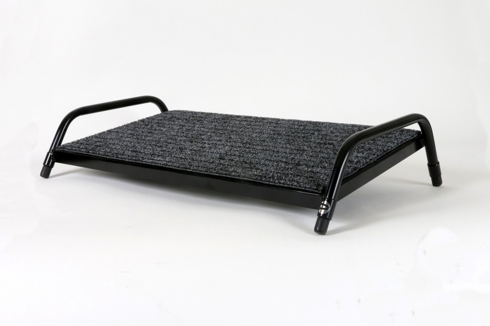 Fluteline Foot Rest Wide Adjustable 700(w)x350(d)mm Grey Carpet Black Frame